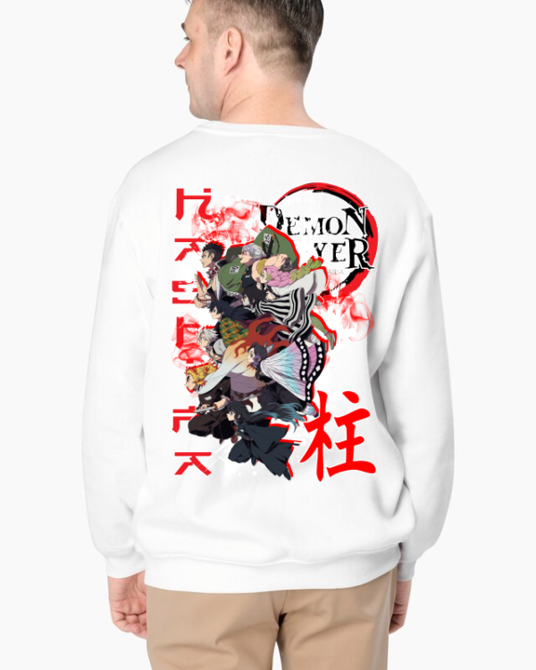 The Blue Beast Demon Slayer sweatshirt, Hashira white sweatshirt, unisex anime printed sweatshirt, anime streetwear white sweatshirt, Demon Slayer-themed apparel, high-quality anime sweatshirt, white anime graphic sweatshirt, casual wear for anime fans, oversized anime sweatshirt, durable anime printed sweatshirt, Hashira warriors merch, stylish anime sweatshirt for men and women, Demon Slayer fan apparel.